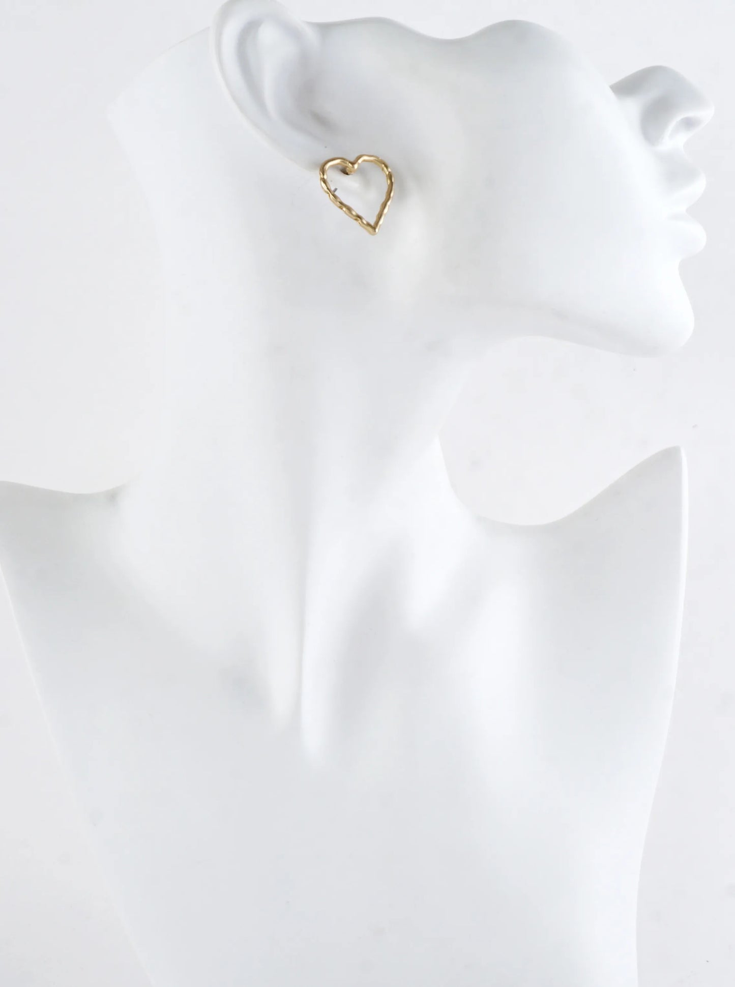 Subtle Hammered Texture Heart Silhouette Earrings