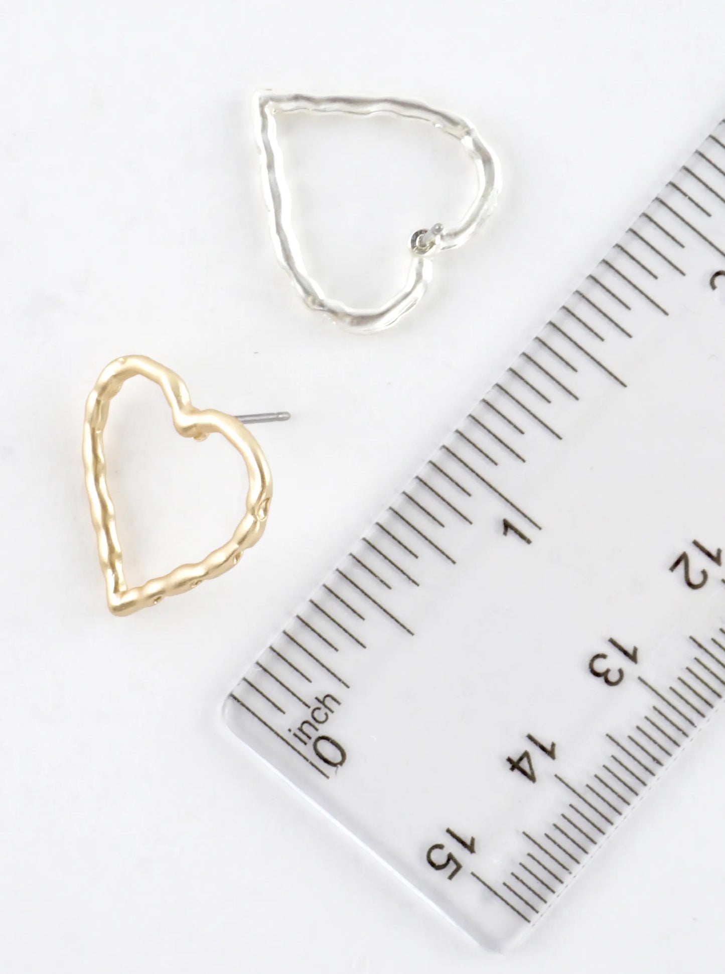 Subtle Hammered Texture Heart Silhouette Earrings