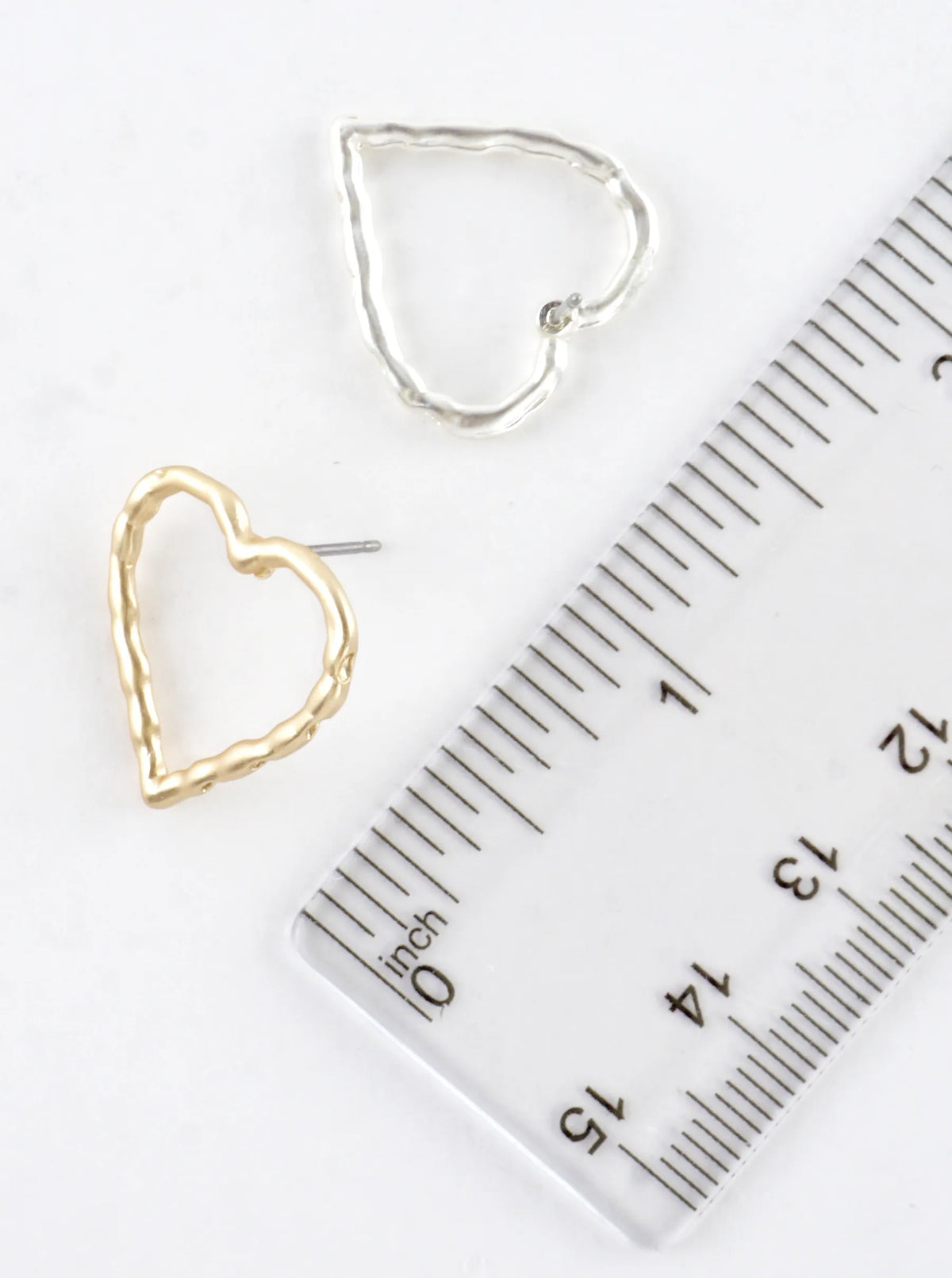 Subtle Hammered Texture Heart Silhouette Earrings