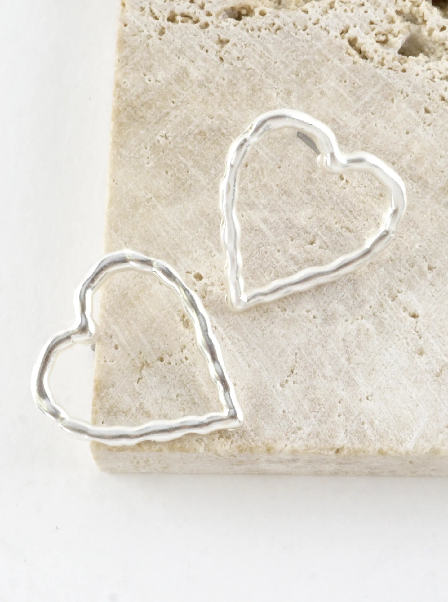 Subtle Hammered Texture Heart Silhouette Earrings
