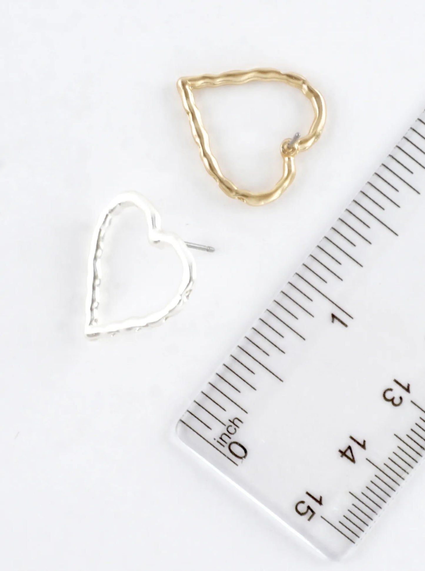 Subtle Hammered Texture Heart Silhouette Earrings