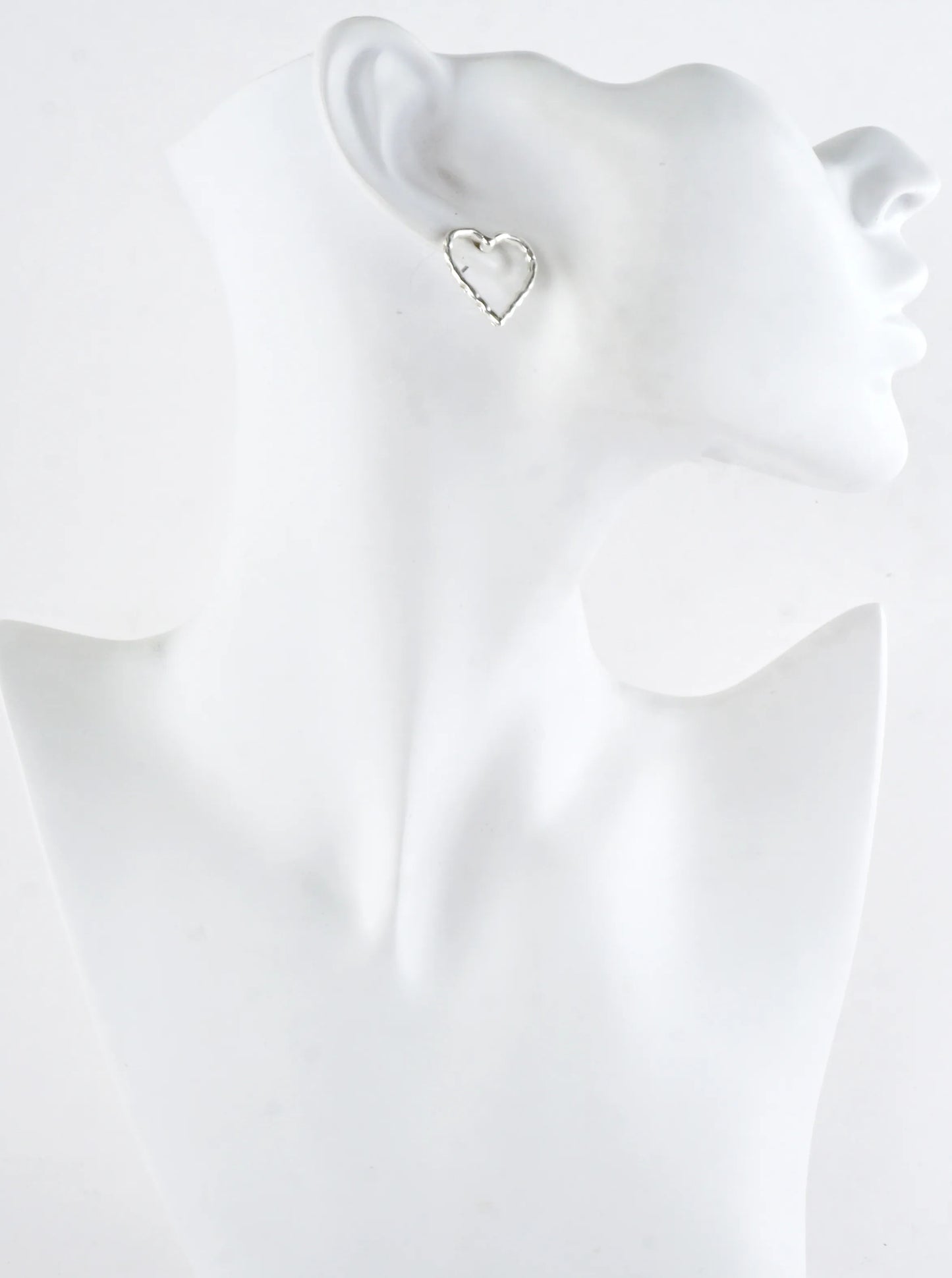 Subtle Hammered Texture Heart Silhouette Earrings