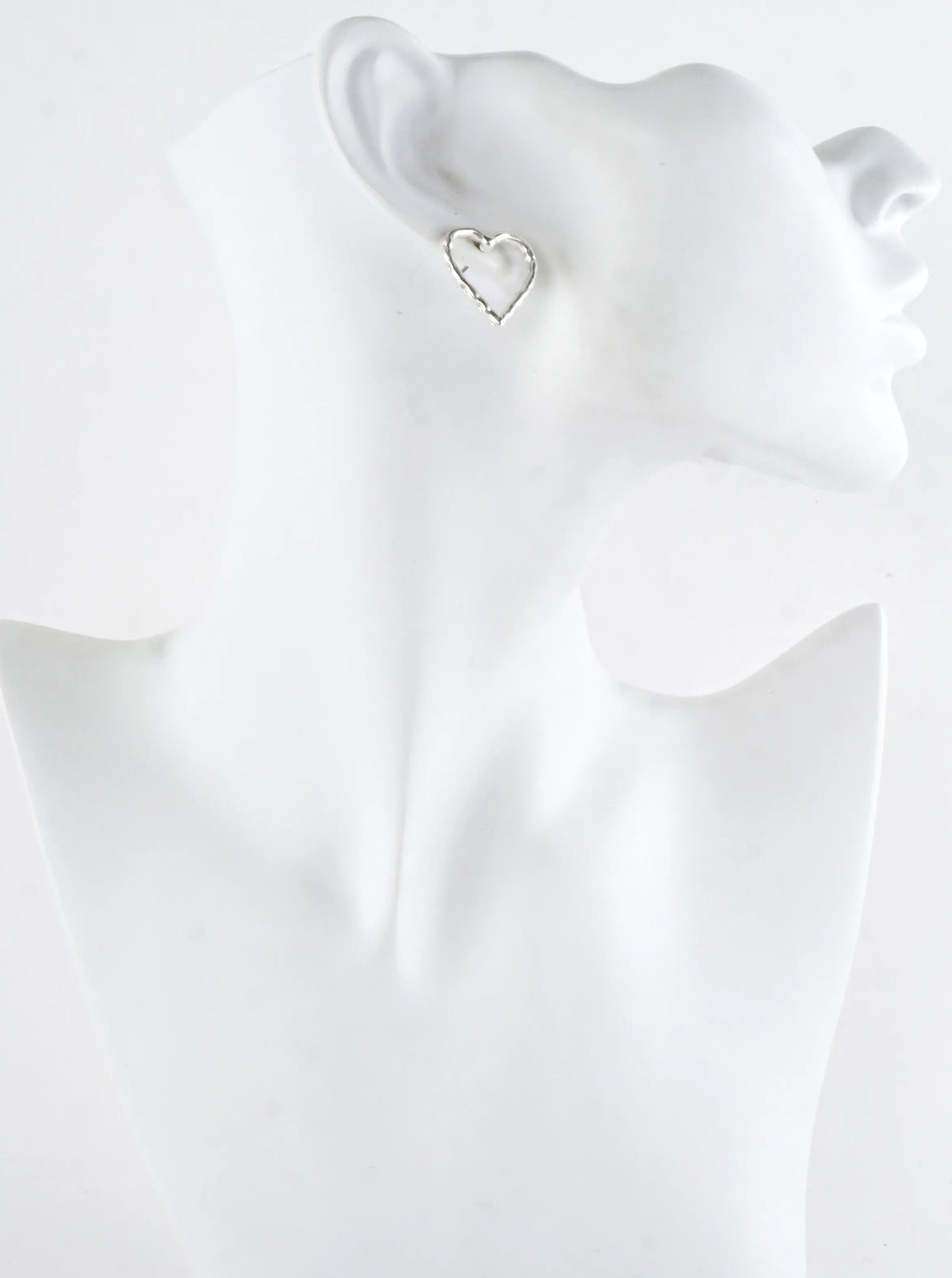 Subtle Hammered Texture Heart Silhouette Earrings