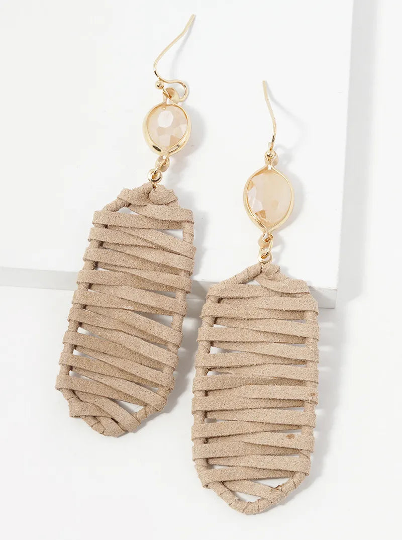 Suede Braided Dangle Drop Earrings