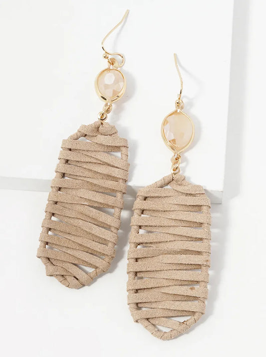 Suede Braided Dangle Drop Earrings