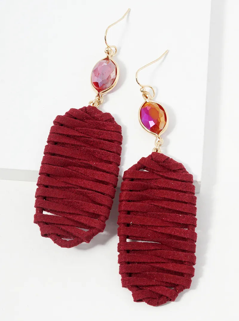Suede Braided Dangle Drop Earrings