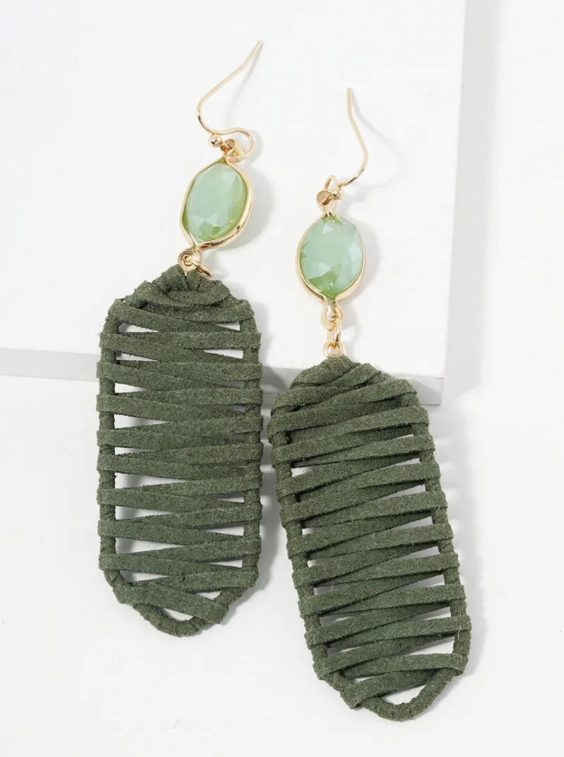 Suede Braided Dangle Drop Earrings