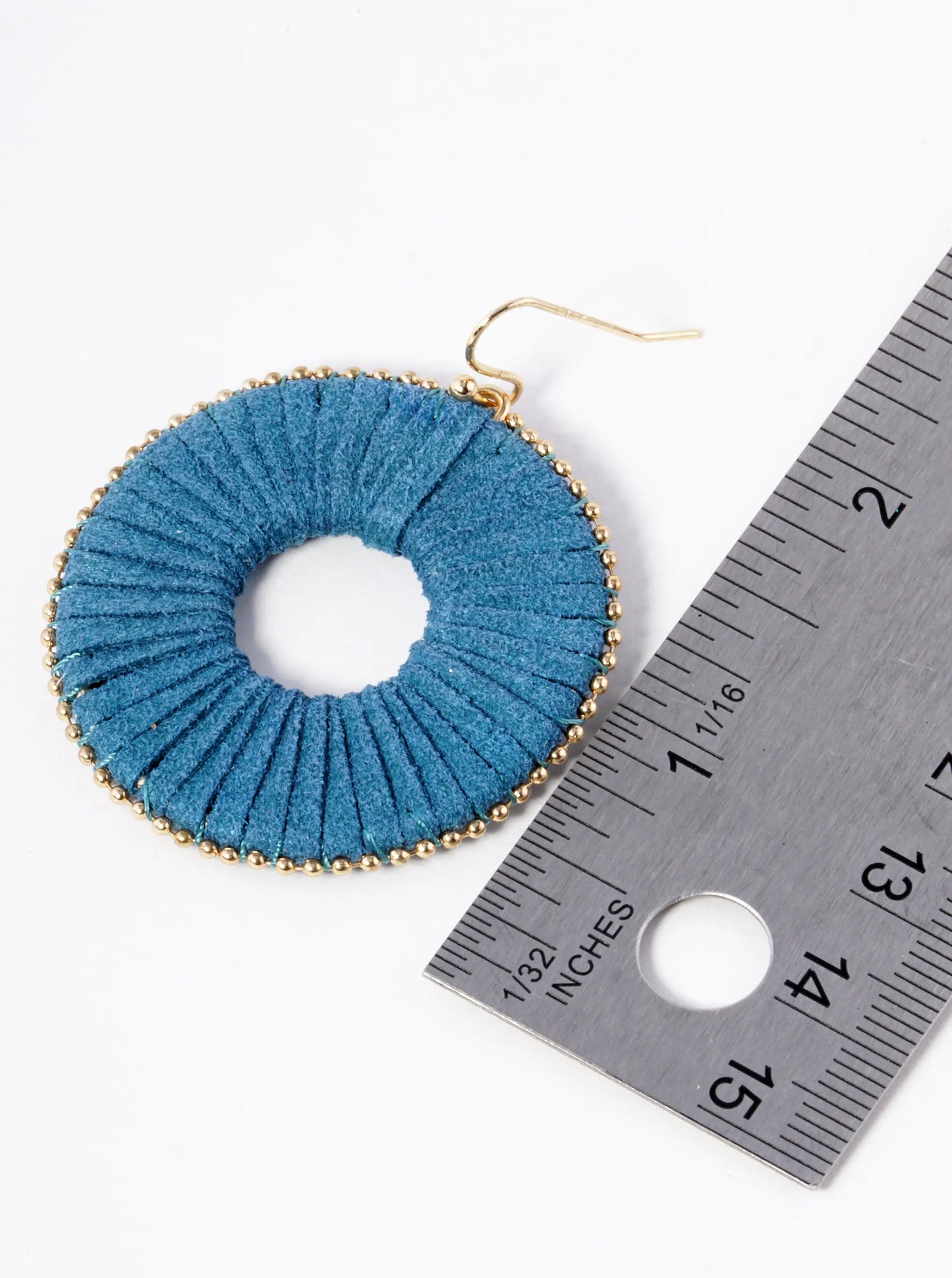 Suede Wrapped Circle Dangle Drop Earrings