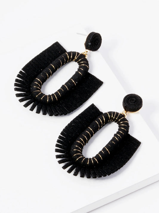 Suede Wrapped Fringe Dangle Post Earrings