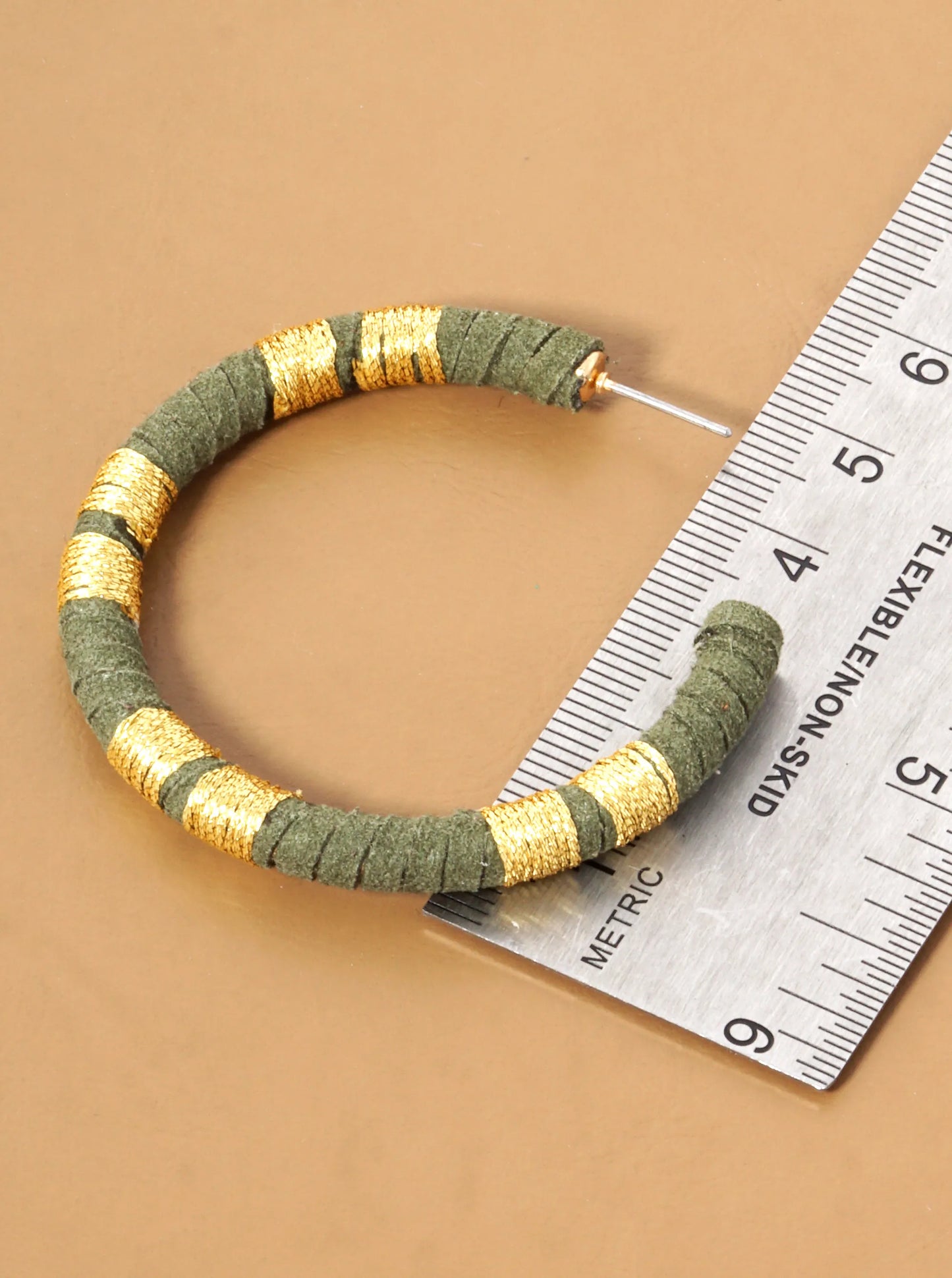 Suede Wrapped Two-Tone 50mm Open Hoop Earrings