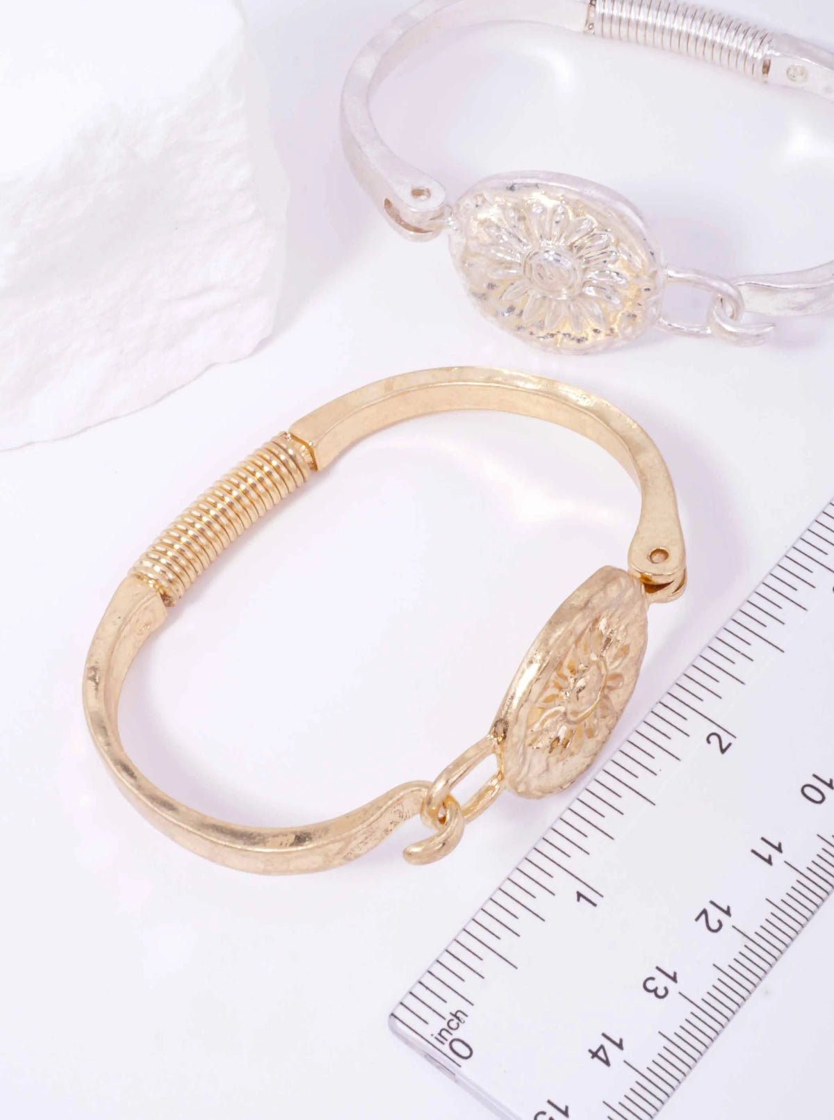 Sun Medallion Hinged Bangle Bracelet