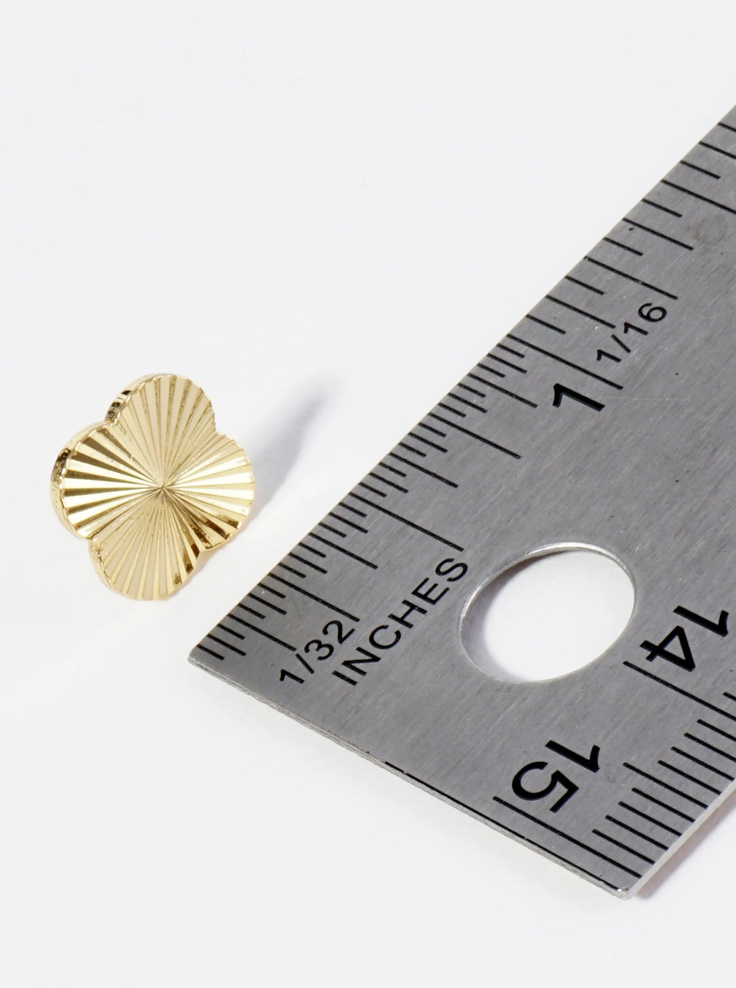Sunburst Texture 12mm Quatrefoil 18K Gold Dipped Stud Earrings