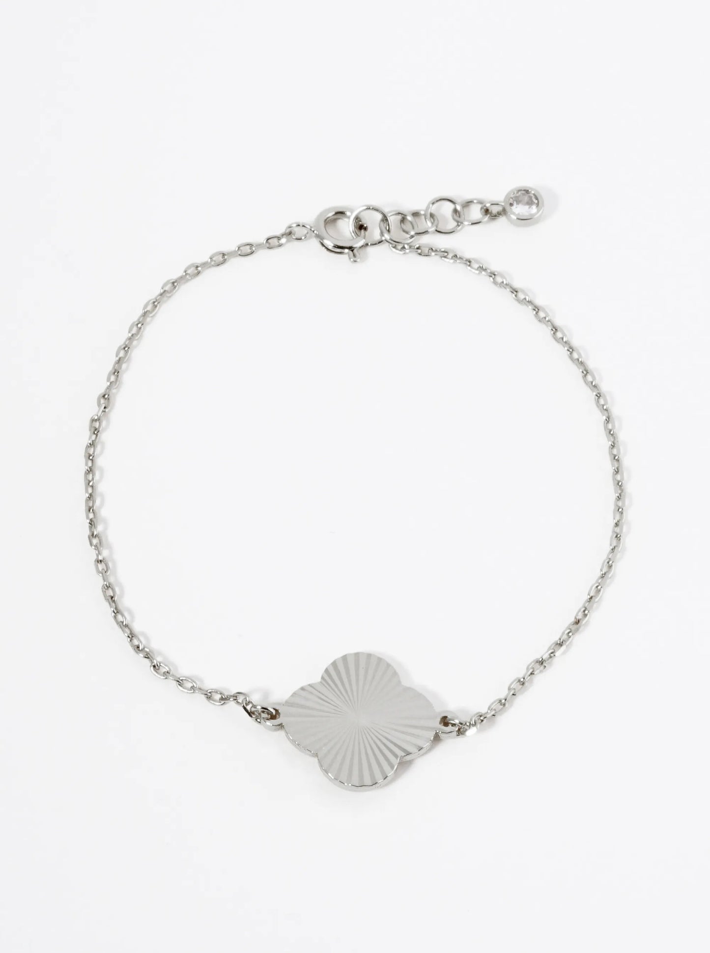 Sunburst Texture Quatrefoil 18K Gold Dipped Chain Bracelet