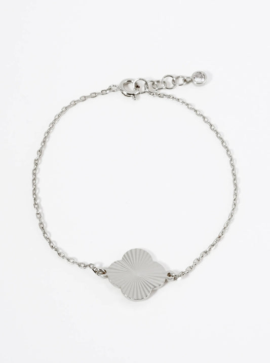 Sunburst Texture Quatrefoil 18K Gold Dipped Chain Bracelet