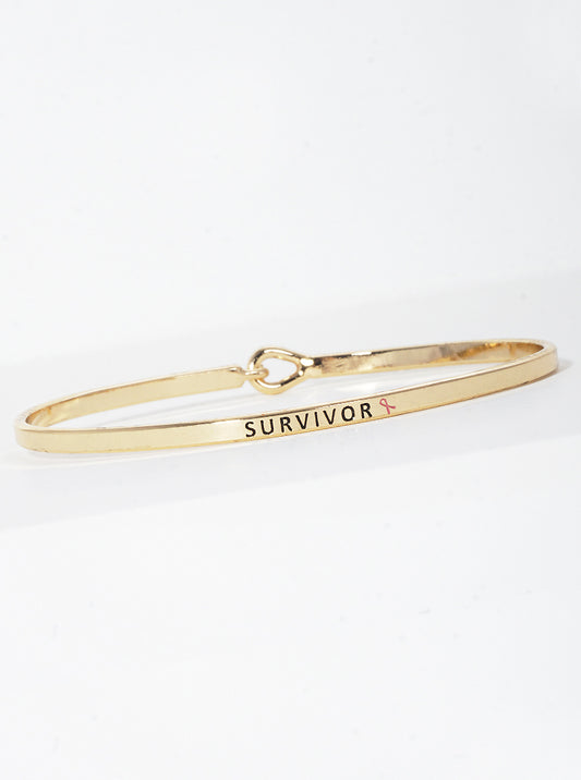 Survivor Engraved Inspirational Bangle Bracelet