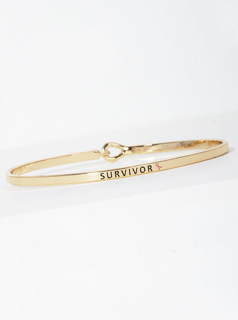 Survivor Engraved Inspirational Bangle Bracelet
