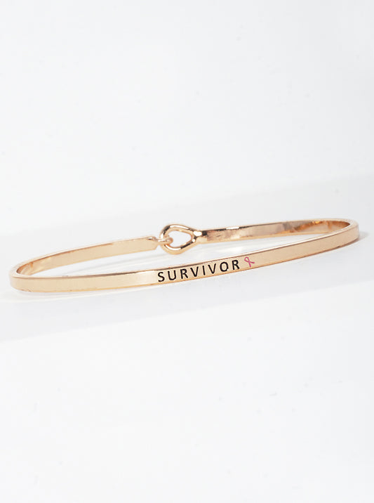 Survivor Engraved Inspirational Bangle Bracelet