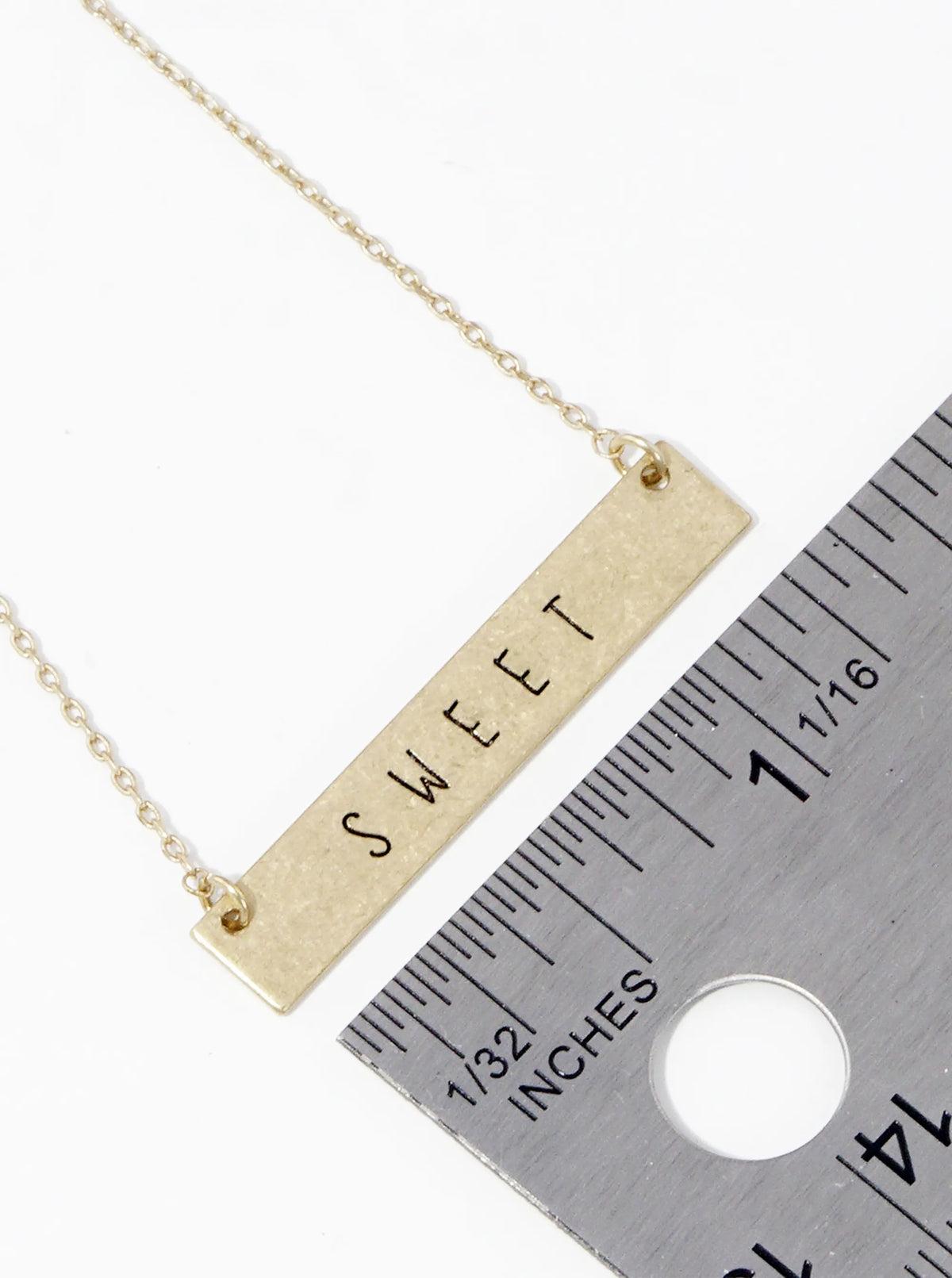 Sweet Engraved Horizontal Bar Pendant Necklace