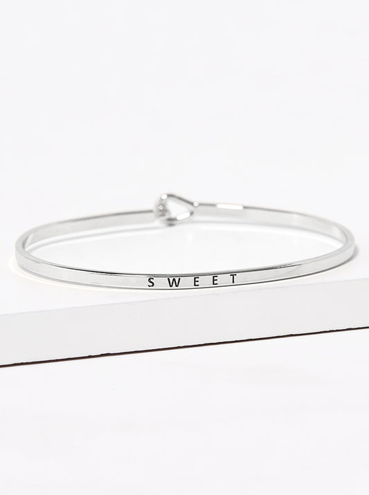 Sweet Engraved Inspirational Bangle Bracelet