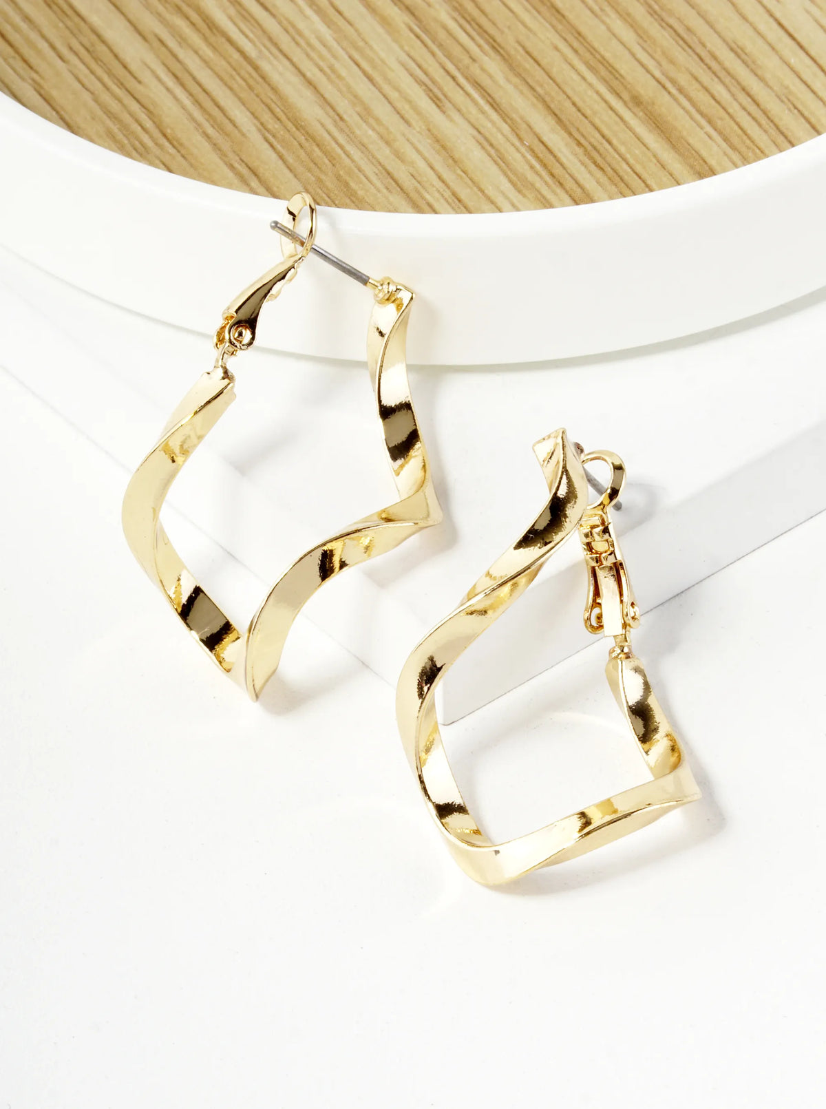 Swirl Twisted 30mm Brass Hoop Earrings
