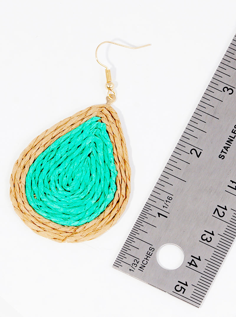 Swirl Raffia Teardrop Dangle Drop Earrings