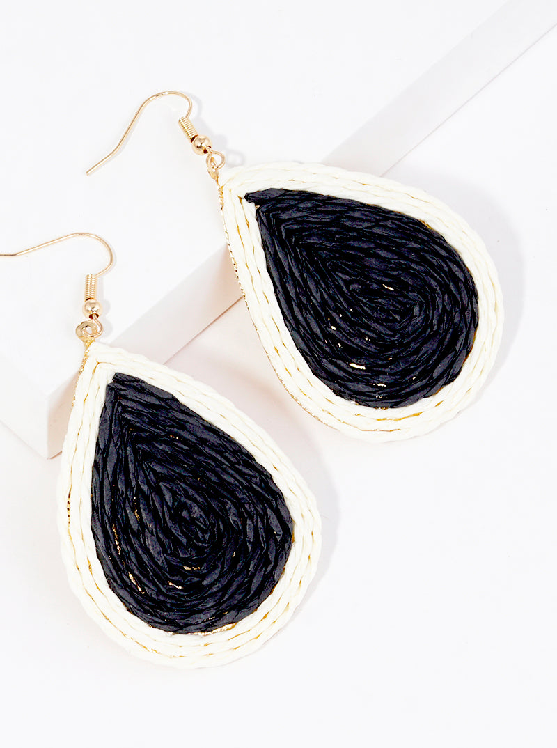 Swirl Raffia Teardrop Dangle Drop Earrings