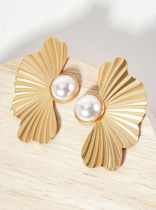 Symmetrical Butterfly-Inspired Pleated Statement Earrings