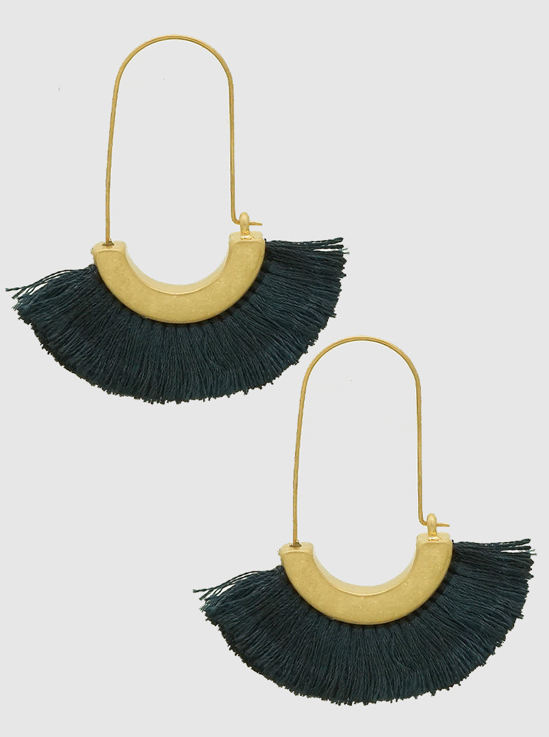 THREAD FAN TASSEL DANGLE DROP EARRINGS