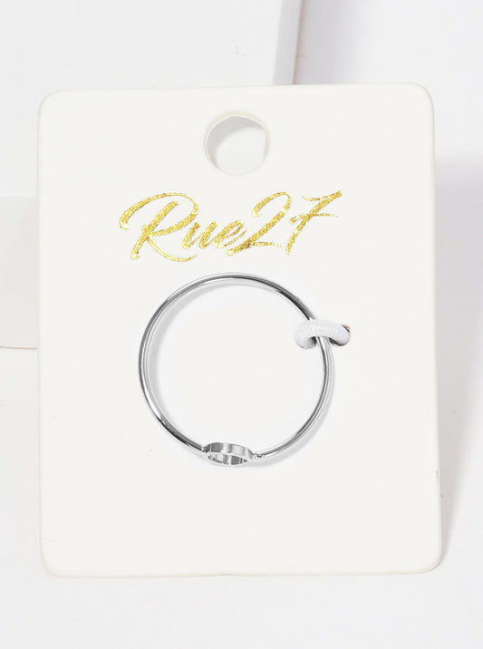 Size 7 Love Knot Pretzel Shape Brass Ring Rhodium