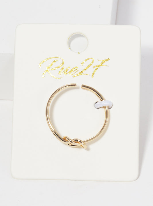 Double Wire Knot Adjustable Brass Cuff Ring Gold