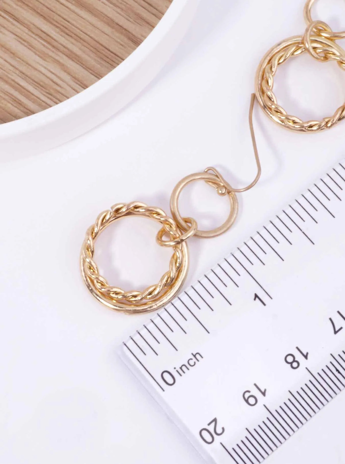TWISTED TRIPLE CIRCLE WORN HOOK DROP EARRINGS