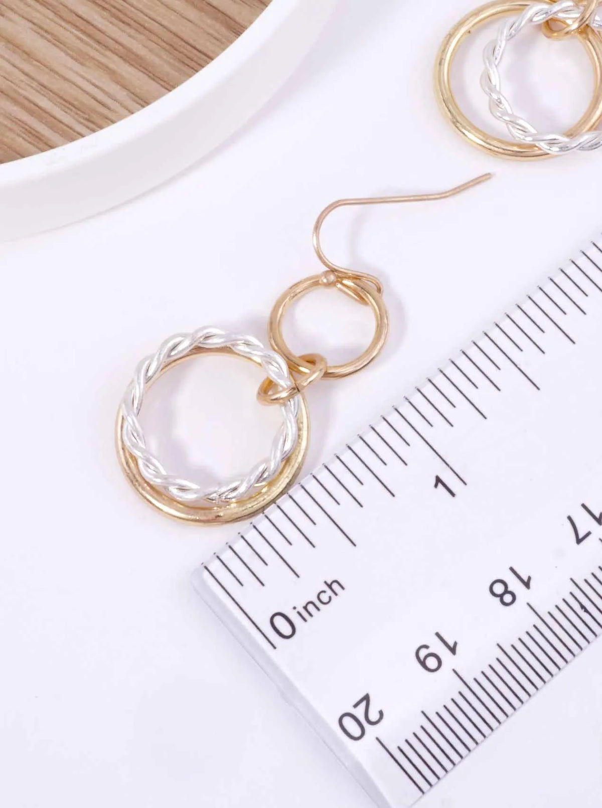 TWISTED TRIPLE CIRCLE WORN HOOK DROP EARRINGS