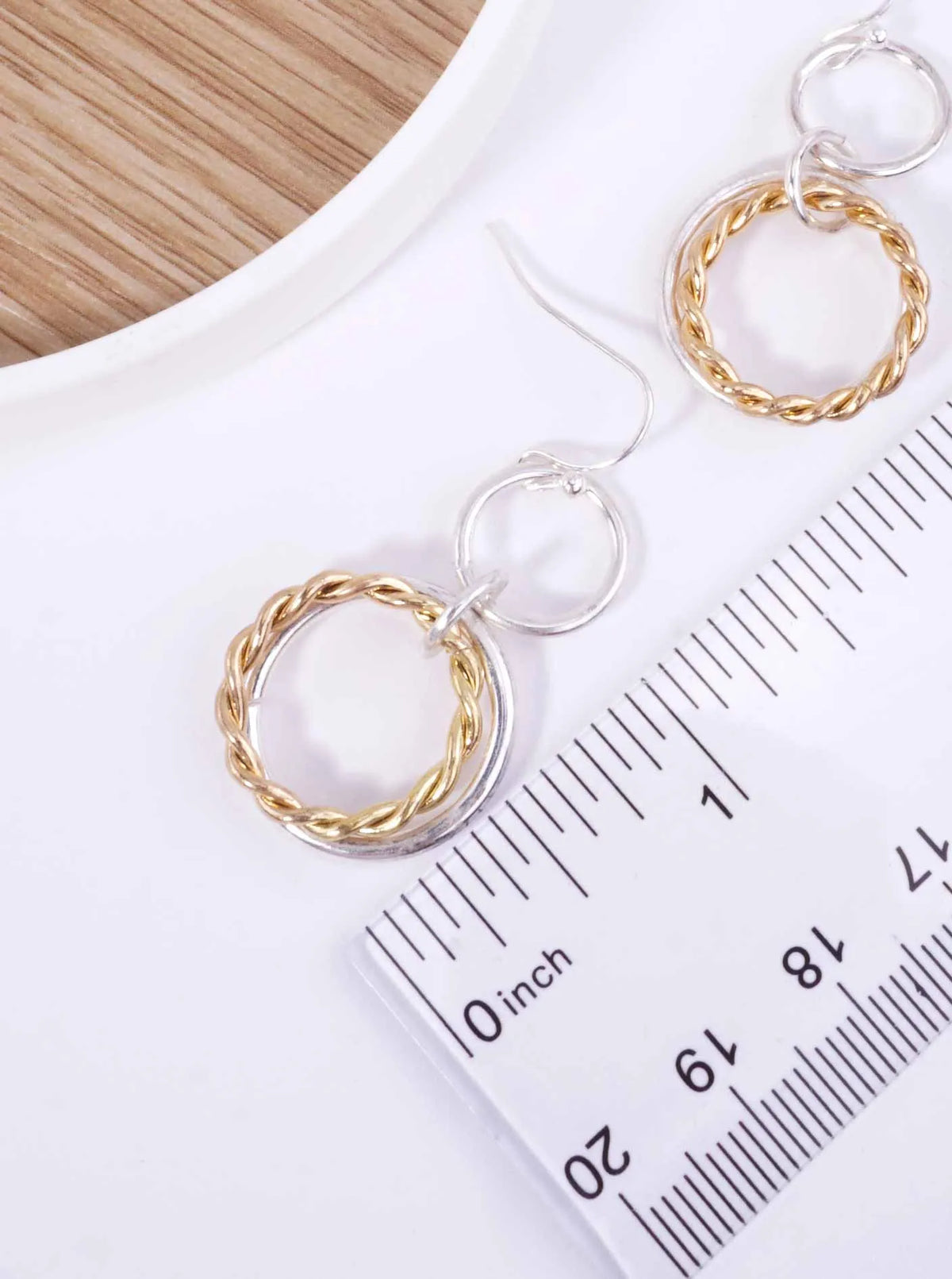 TWISTED TRIPLE CIRCLE WORN HOOK DROP EARRINGS