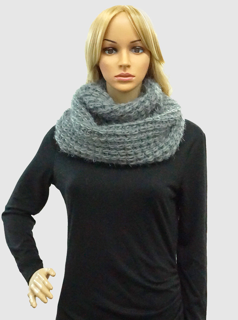 TWO TONE ACRYLIC KNIT INFINITY NECK WARMER