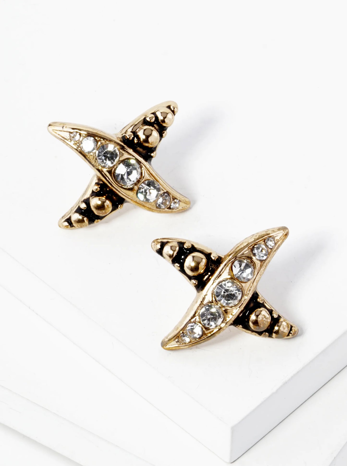 Tailored X Shape Graduated Rhinestone Studded Earrings