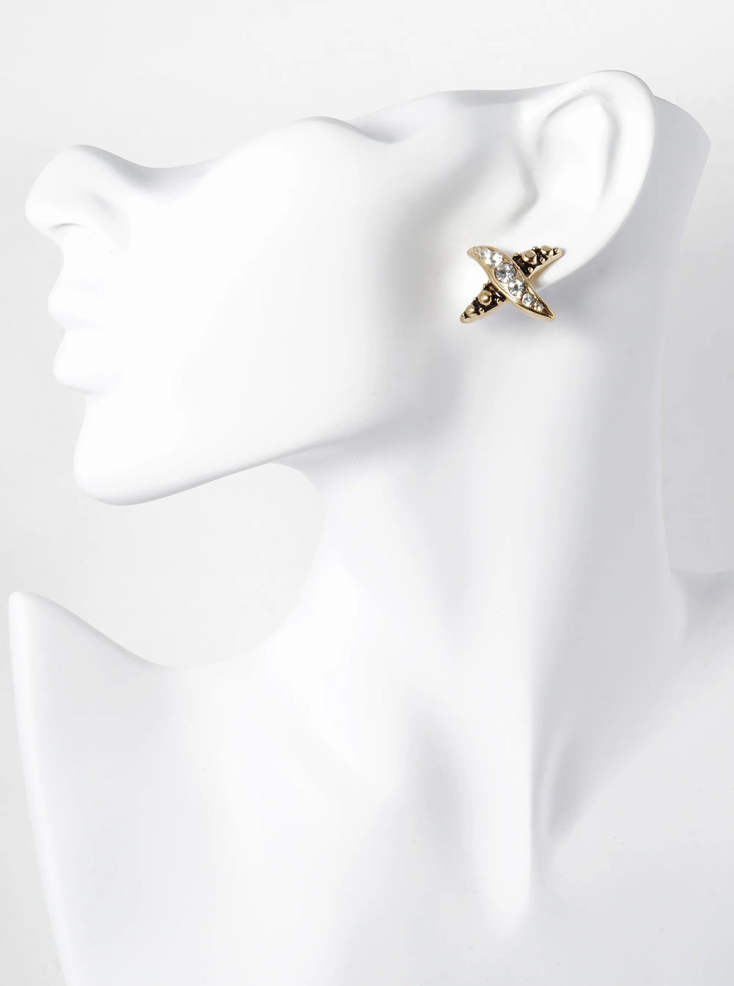 Tailored X Shape Graduated Rhinestone Studded Earrings