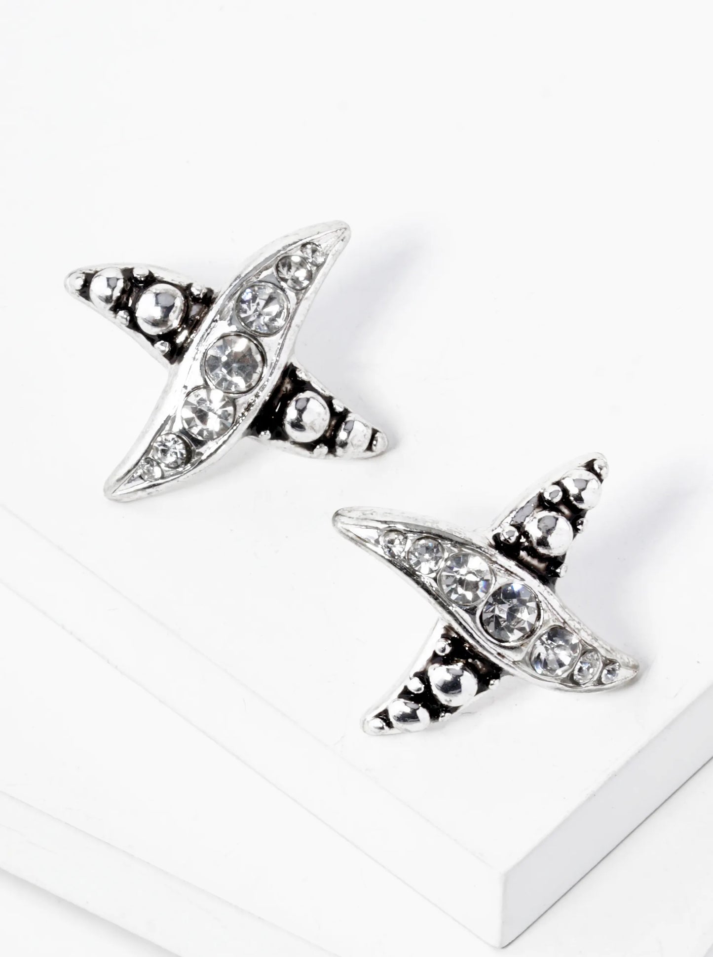 Tailored X Shape Graduated Rhinestone Studded Earrings