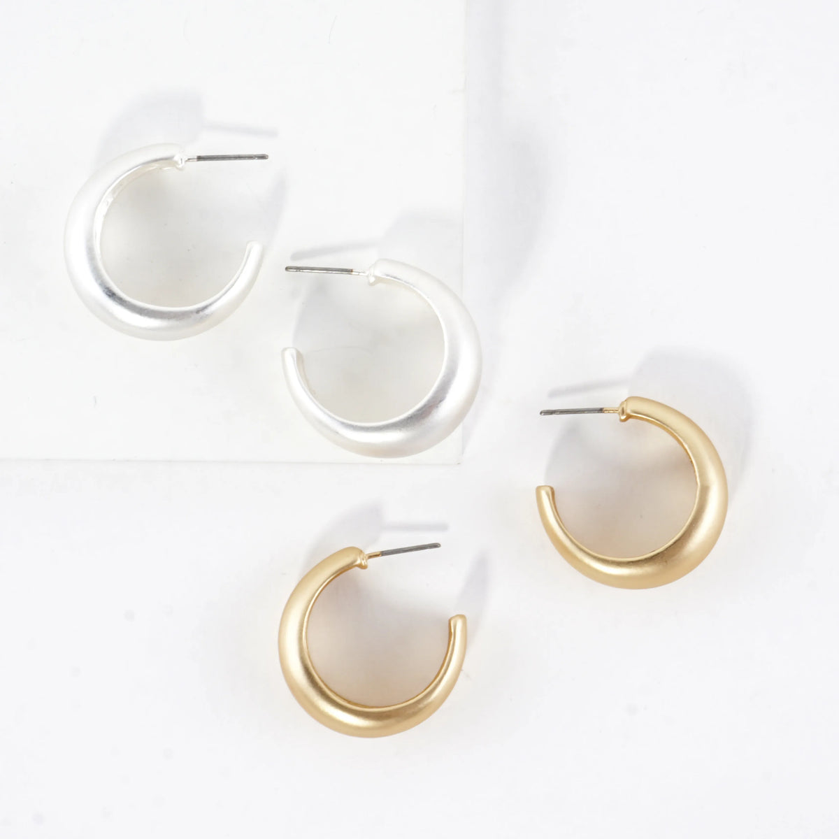 Tapered Dome Chunky Hoop Earrings