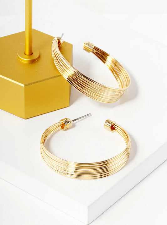 Tapered Multi Wire 35mm Hoop Earrings