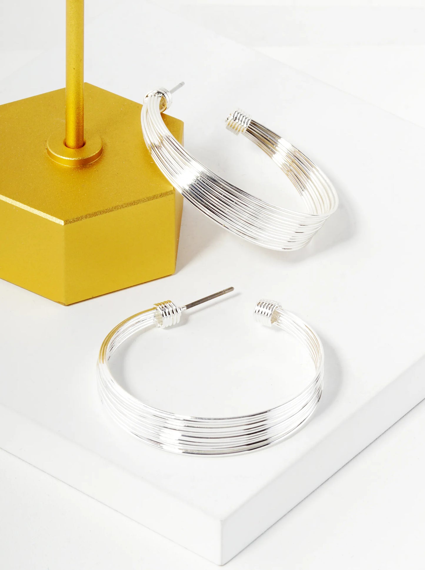 Tapered Multi Wire 35mm Hoop Earrings