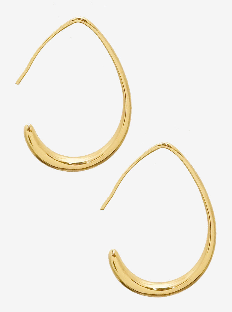 Tapered Teardrop Minimalist Polished Brass Earrings
