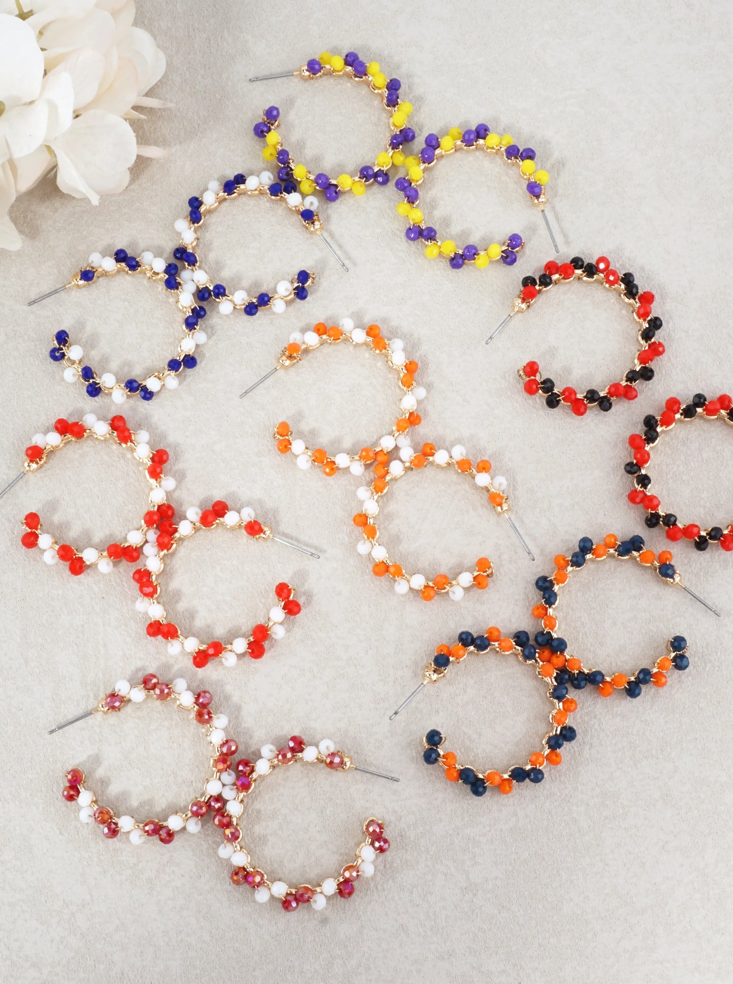 Team Spirit Beaded Hoop Earrings