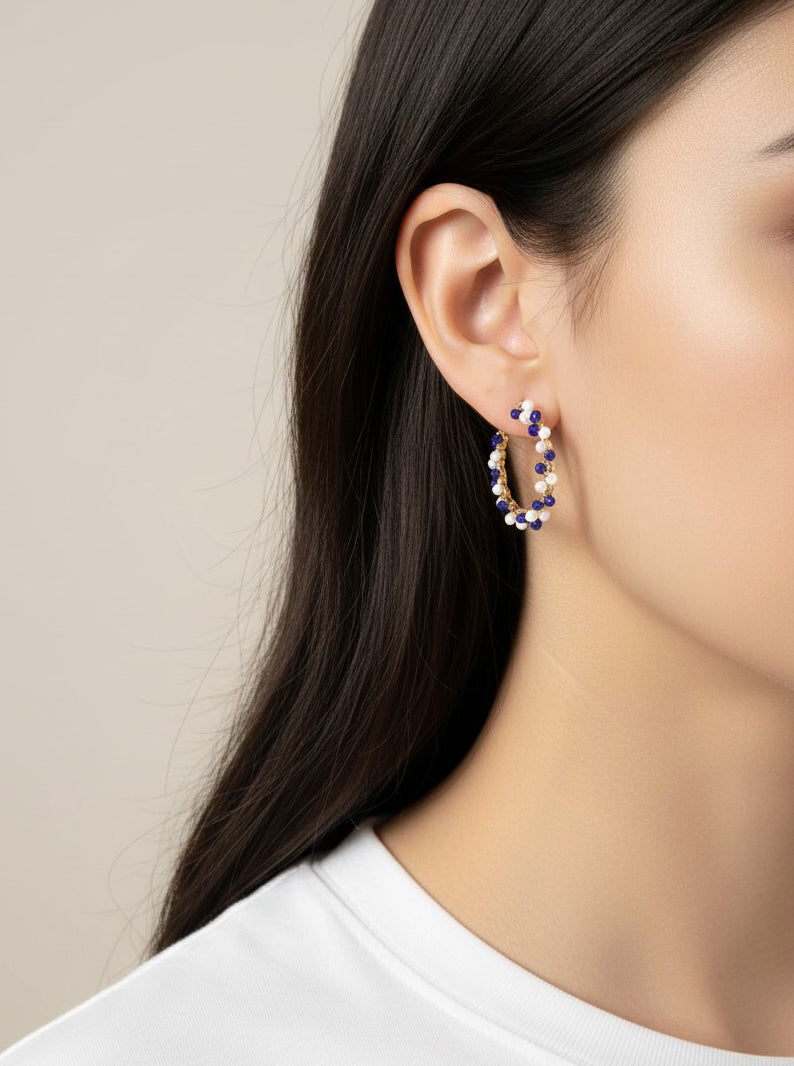 Team Spirit Beaded Hoop Earrings