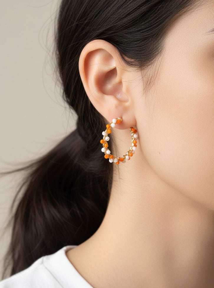Team Spirit Beaded Hoop Earrings