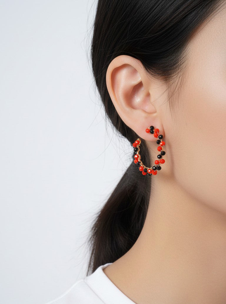 Team Spirit Beaded Hoop Earrings