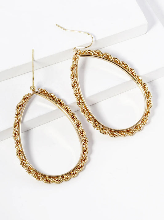 Teardrop Braided Rope Chain Dangle Drop Earrings