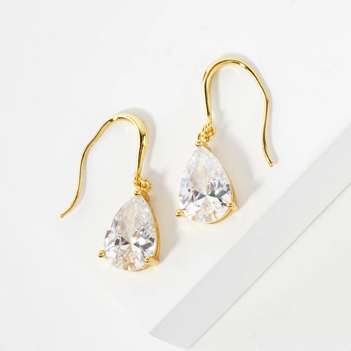 Teardrop CZ Drop Earrings