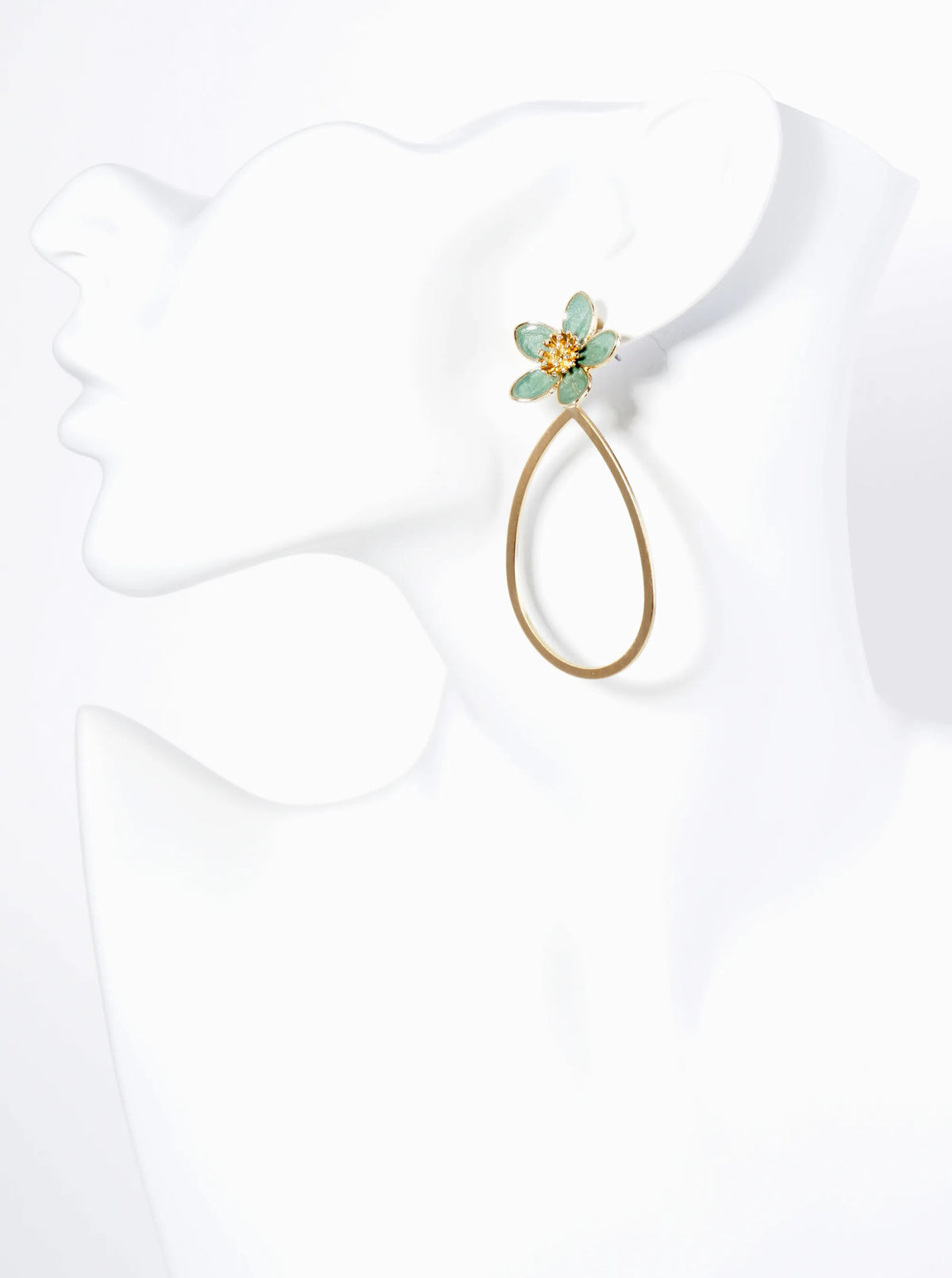 Teardrop Casting Drop Enamel Flower Post Dangle Earrings