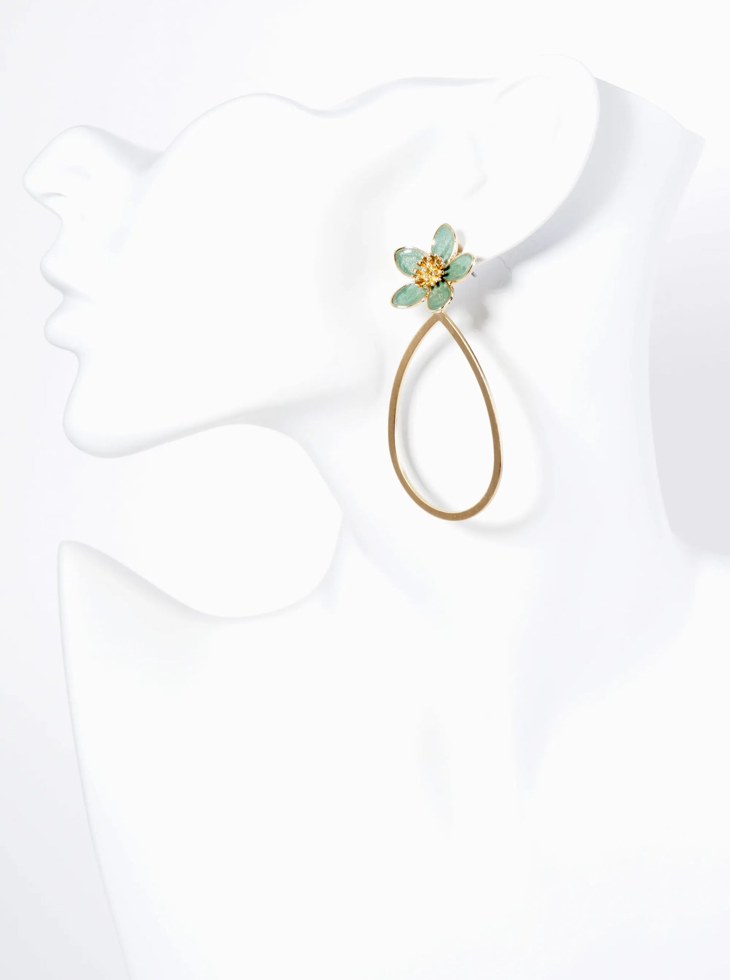 Teardrop Casting Drop Enamel Flower Post Dangle Earrings