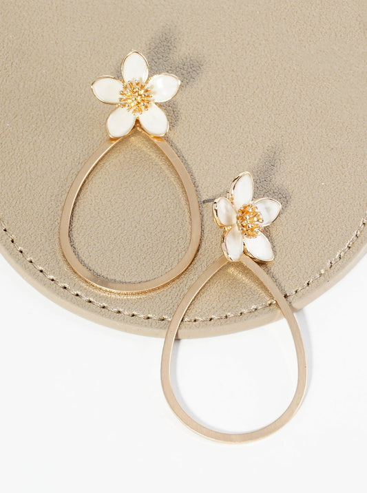 Teardrop Casting Drop Enamel Flower Post Dangle Earrings